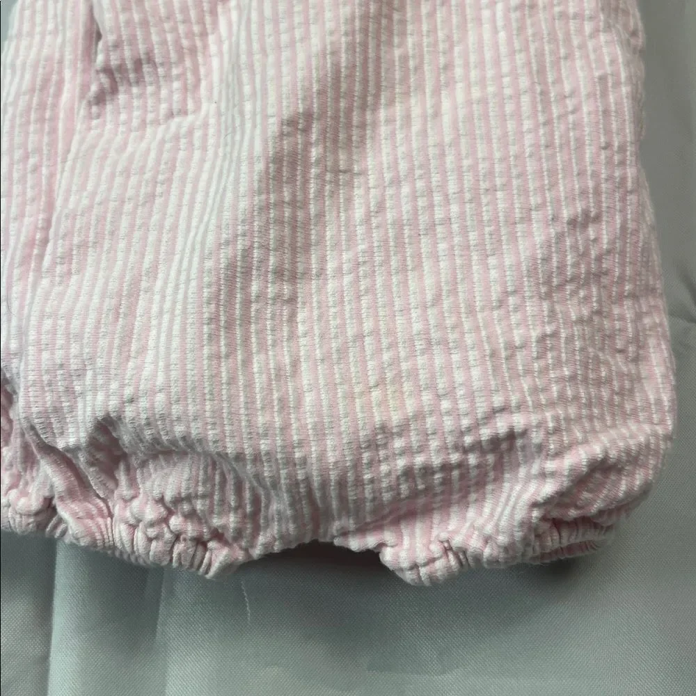 Ralph Lauren pink and white stripe sear sucker wrap bubble romper size 3 months